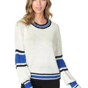 cupcakes & cashmere White and Blue Striped Sweater
